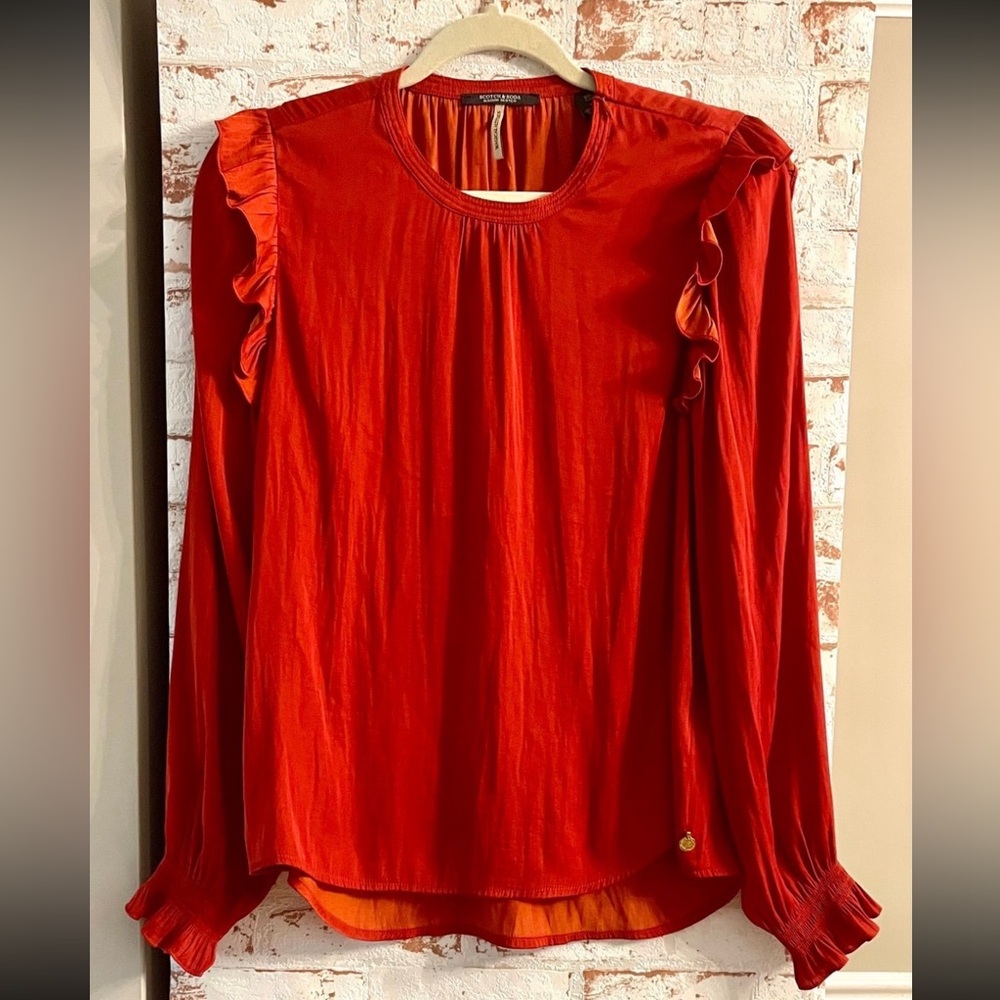 Scotch & Soda Vibrant Red Ruffle Blouse SzS
